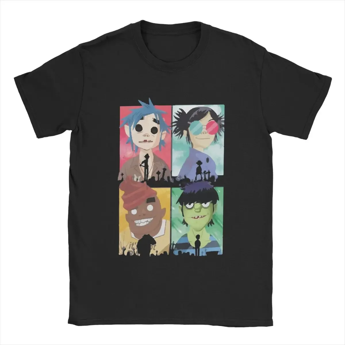 Famille Gorillaz T-Shirt for Men Novelty 100% Cotton Tees Round Neck Short Sleeve T Shirts Party Clothing