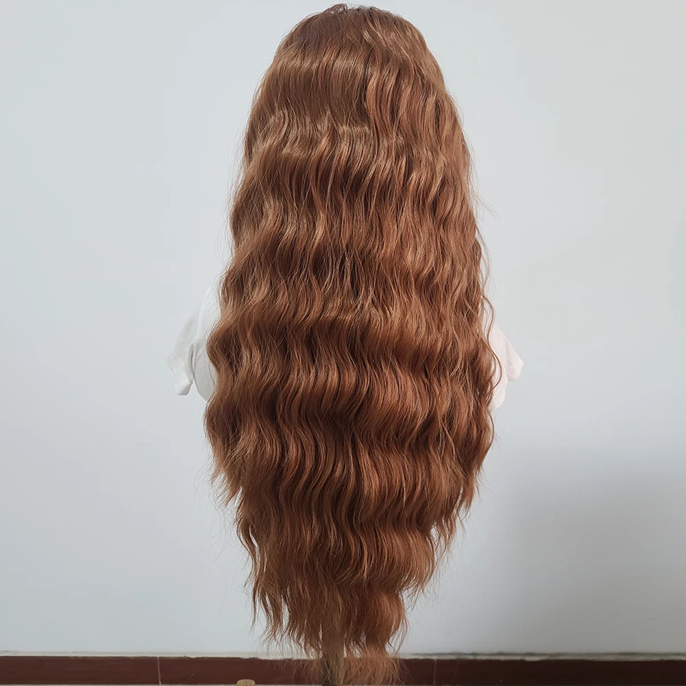 Synthetic Lace Wig Long Deep Wavy Reddish Brown Lace Frontal Wigs For Black Women Heat Resistant Cosplay Party Wigs