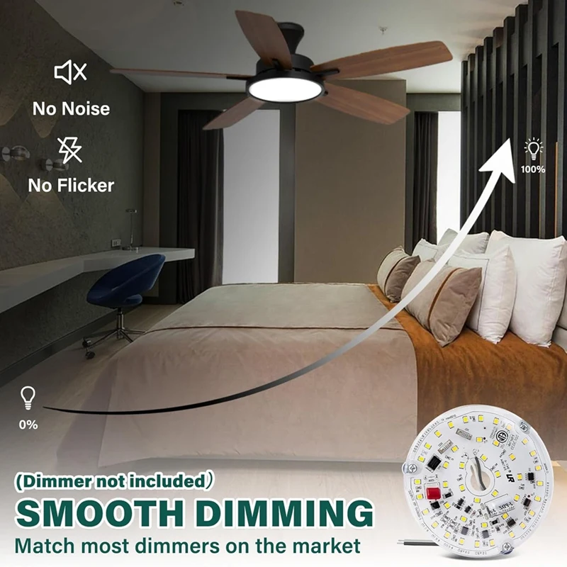 3.93Inch LED Ceiling Fan Light Kits For Ceiling Fan Dimmable Ceiling Fan LED Light Replacement Retrofit Kit