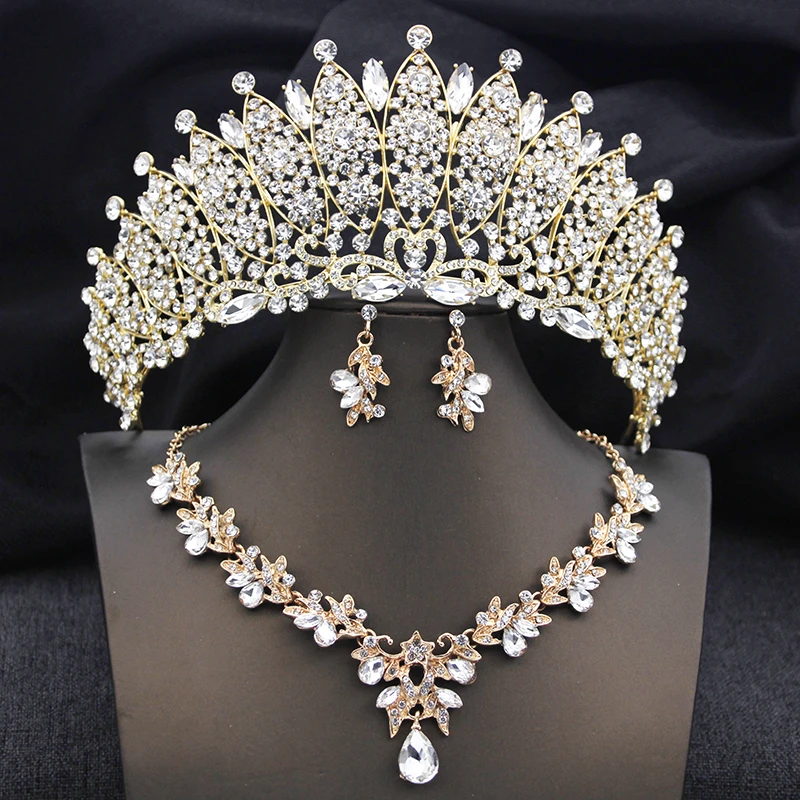 Set di gioielli da sposa principessa verde 3 pezzi di diademi e orecchini di collana per accessori per costumi da sposa di compleanno, ballo di fine anno