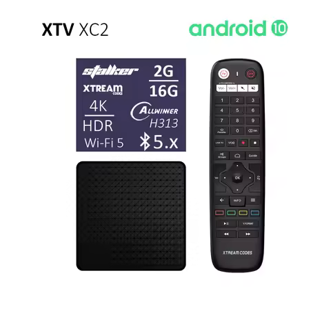 XTV XC2 Android 10 Xtreamcodes Stalker IPTV Box Features Allwinner H313 Quad Core 2G 16G BT5 Dual WiFi 4K HEVC H.265 OTT Decoder