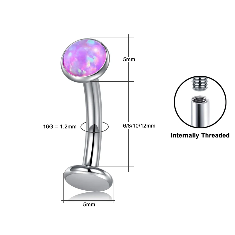Women's ASTM F136 Titanium Belly Button Ring with Opal