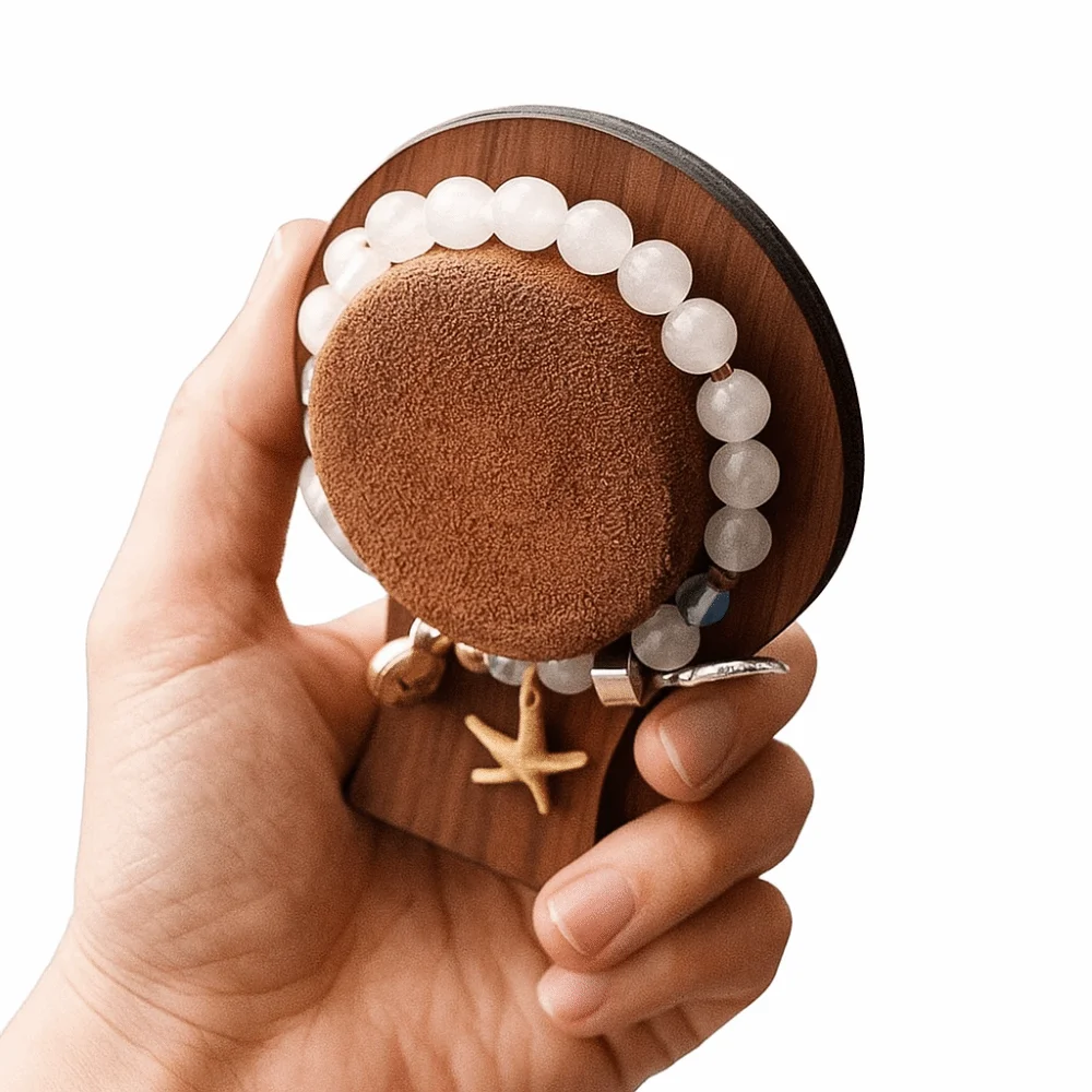 Portable Wood Bracelet Tray Necklace Organizer Bracelet Display Rack Storage Case Ornaments Jewelry Display Stand Gift