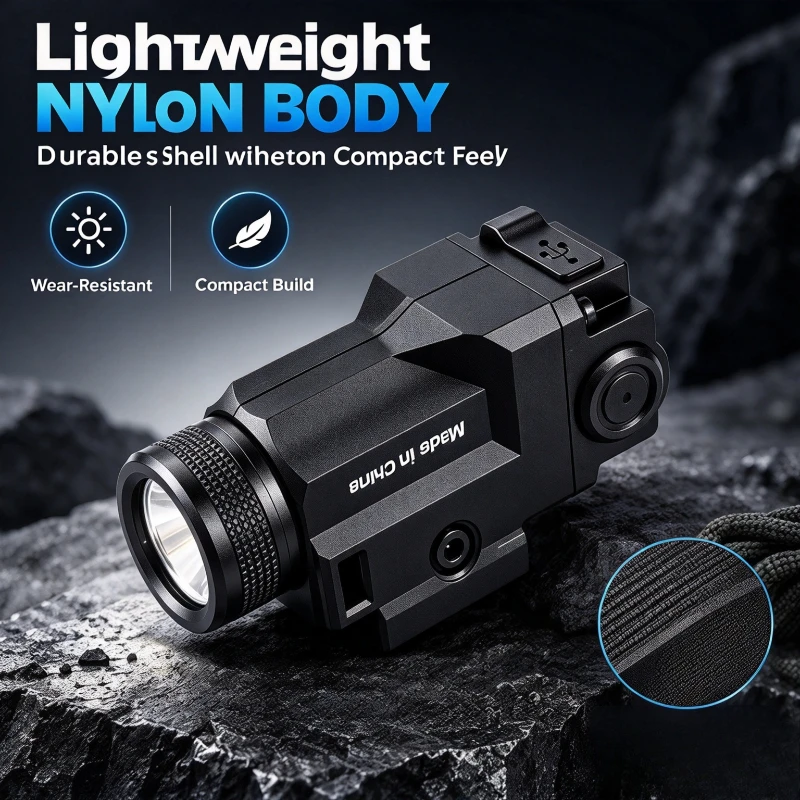 Nylon Rail Mount LED Light, Built-in Rechargeable Battery, USB Charging, Fits 20mm Rail, Outdoor Night Toy Accessory