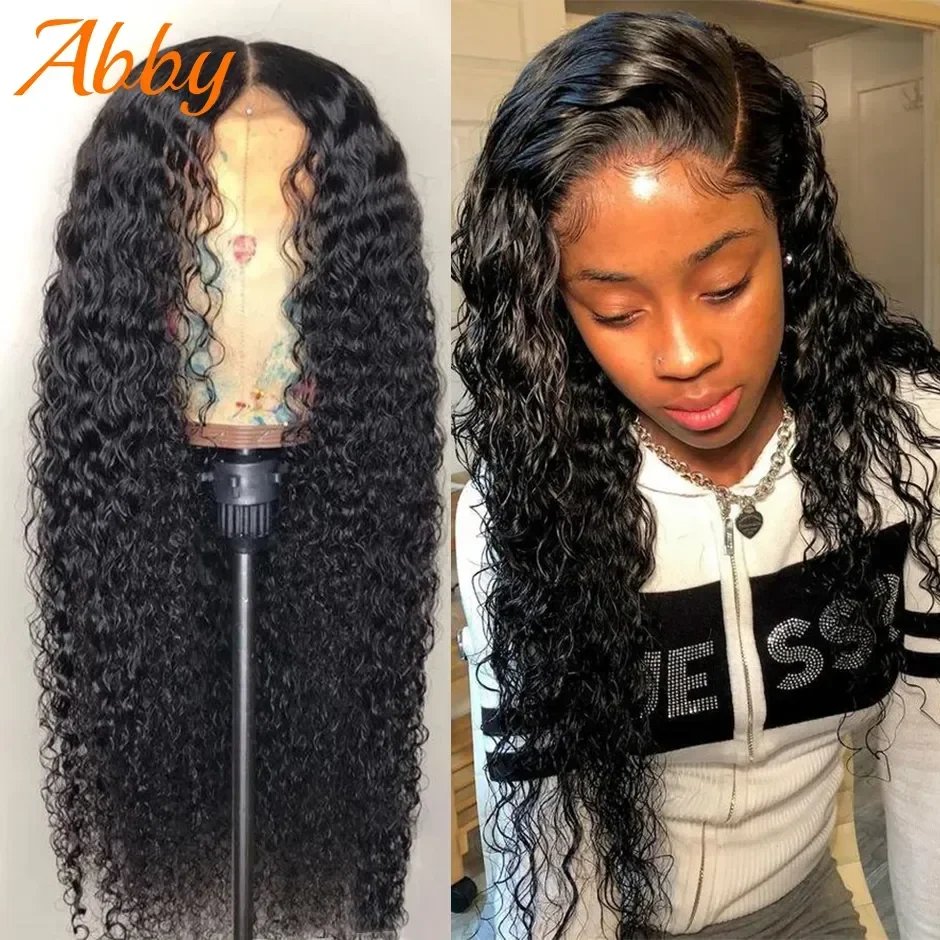 ABBY Water Wave Lace Front Wigs Curly Human Hair Wigs For Women 13x4 HD Lace Frontal Wigs Peruvian Deep Wave Frontal Closure Wig