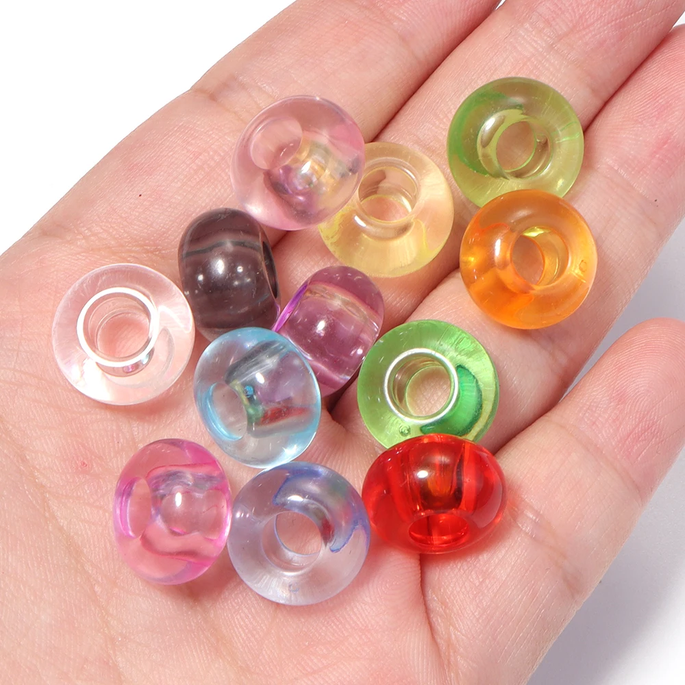 50 Stück/Set Transparente Bunte Rad-Acrylperlen mit Großem Loch Lose Abstandsperlen für DIY-Handarbeiten Schlüsselanhänger Armband Schmuckherstellung – Detail 4