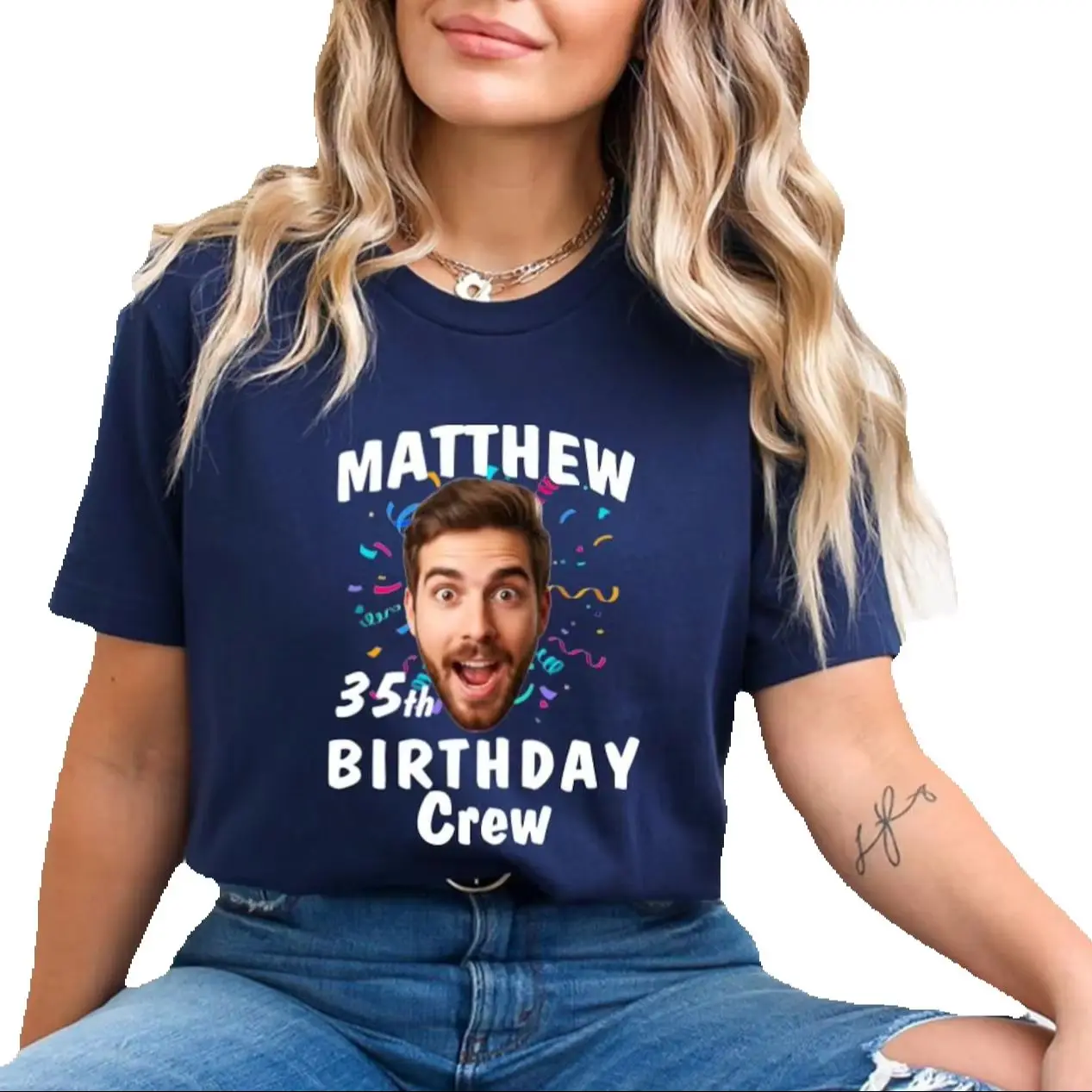 

Custom Funny Photo Birthday Cheer Shirt Women Men Personalized Face Name Text Design Birthday Tee Short Sleeve Cotton shirts