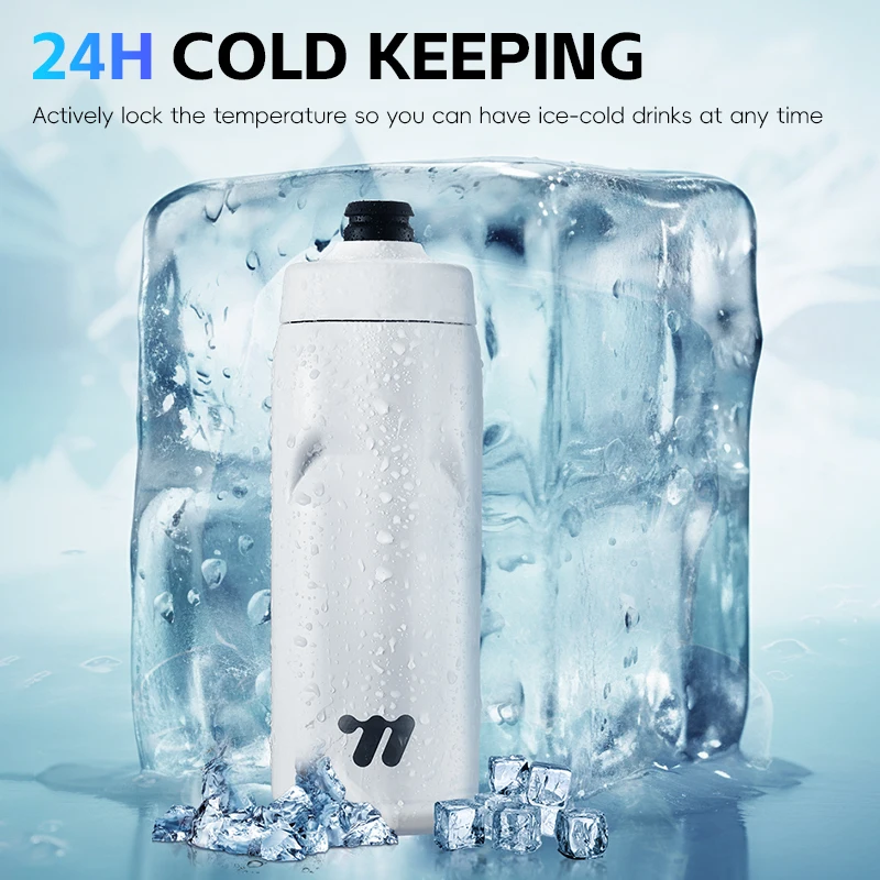 WEST BIKING Stainless Steel Cycling Water Bottle 24H Cold/Hot Keeping 550ml Fitness Vacuum Cup Gym Insulated Bottle Sport Bottle