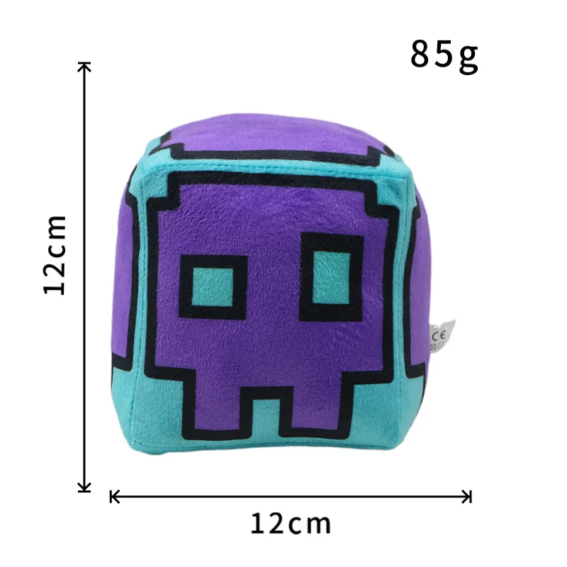 12cm Geometry Dash Cube Plush Toys Small Pillow Stuffed Plushie Doll Square Pendant Game Cute Home Decor Children Birthday Gift