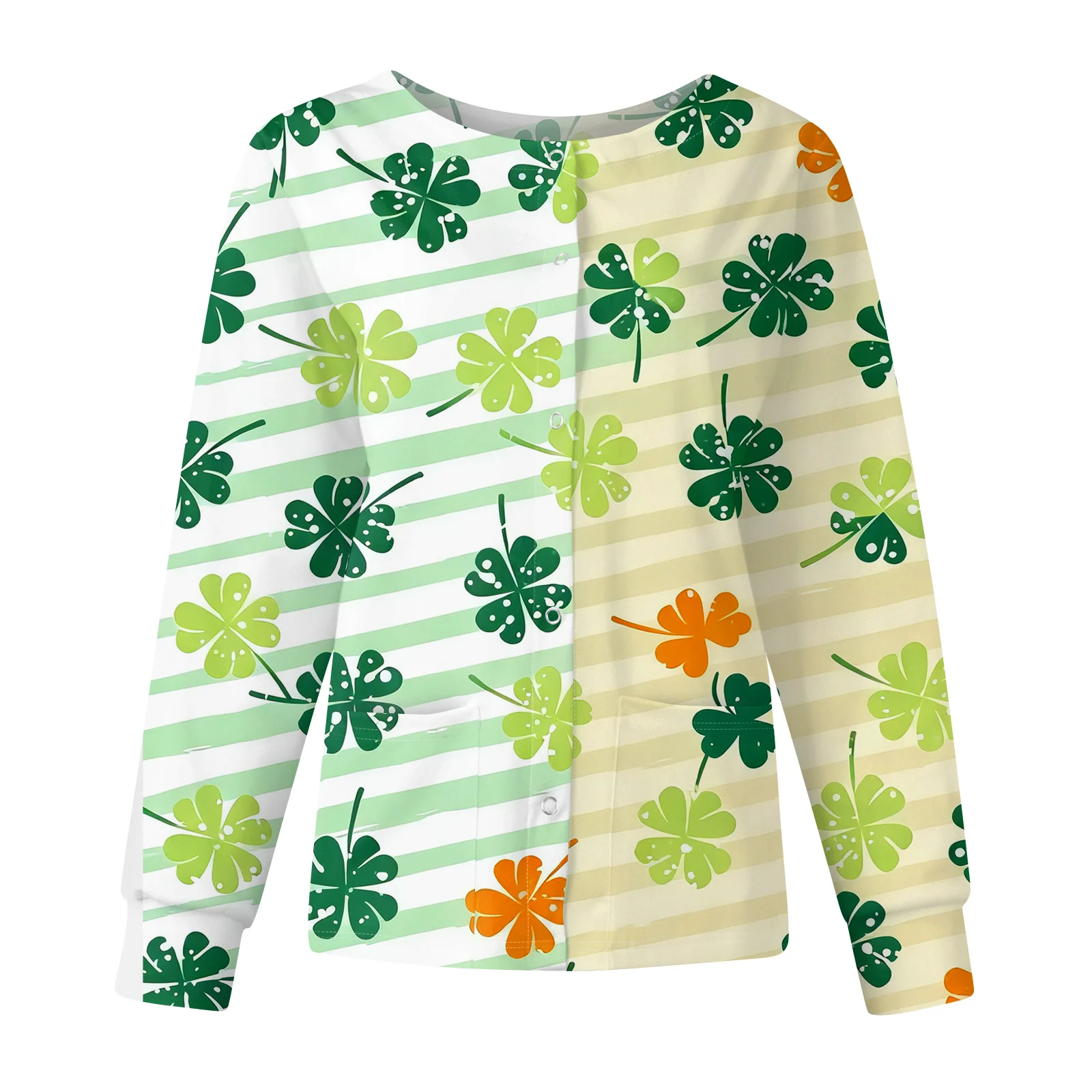 Vêtements de travail à manches longues imprimés pour la saint-Patrick, hauts de gommage, uniforme de soins infirmiers clinique dentaire chirurgicale d'hôpital pour dames, nouvelle collection