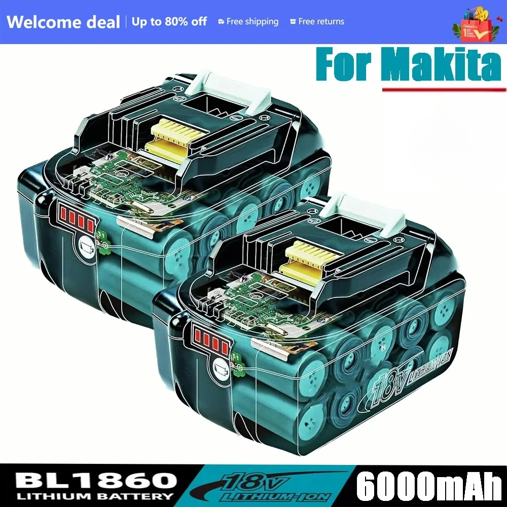 بطارية ماكيتا 18 فولت، بطارية ليثيوم 18 فولت 6.0 أمبير قابلة لإعادة الشحن، بطارية ماكيتا الأصلية ماكيتا 18 فولت BL1840، BL1830، BL1850، BL1850B #3