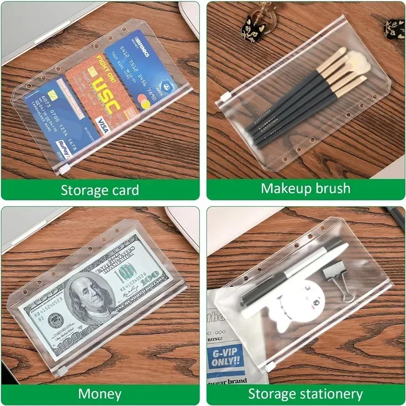 20/30/50Pcs 6-Holes Transparent Waterproof PVC Binder Inserts Binder Envelopes Photos Collection of Banknotes A6 Binder Pockets