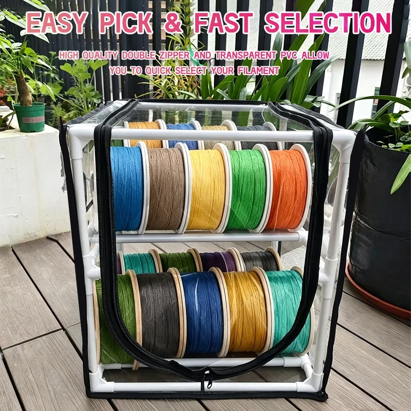 2-Tier 3D Filament Storage Rack with Clear Dust Cover, Large Capacity Holds 20-24 Pieces Filament Spools, Includes Extra Hammer