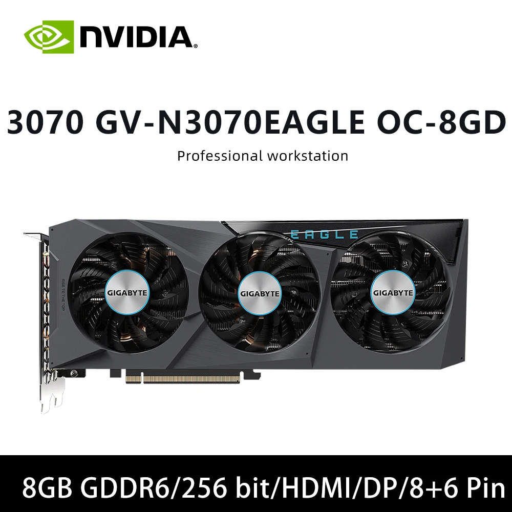 

Видеокарта NVIDIA RTX 3070 GV N3070EAGLE OC 8GD & DUAL RTX3070 8G V2 PD с поддержкой PCI-E 4.0, 8 ГБ GDDR6, 256-бит, HDMI, DP