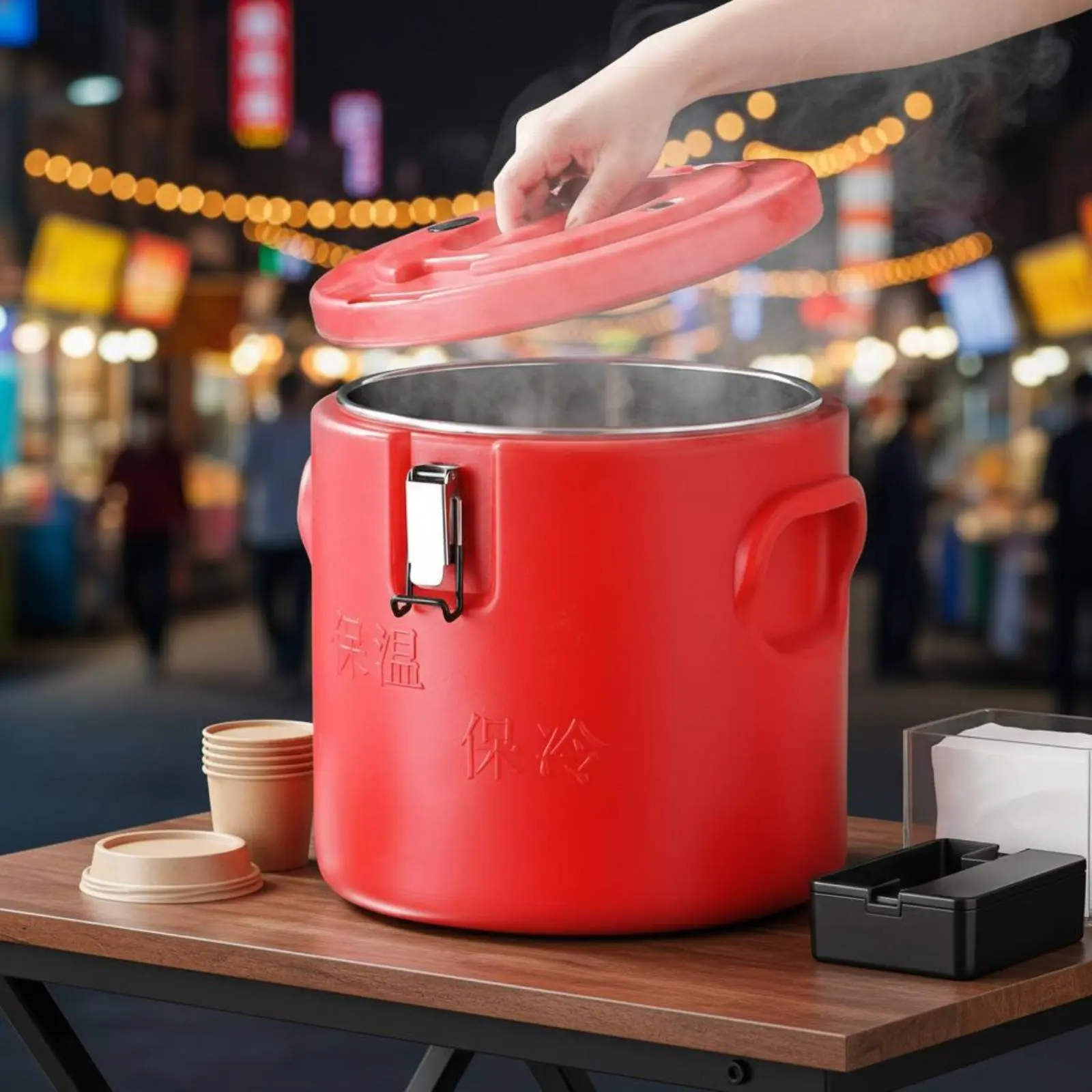 

Insulated Food Container Temperature Retention Insulated Food Barrel Thermal Beverage Container Leak-Resistant Closure