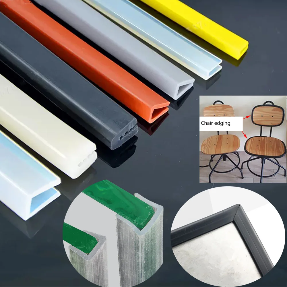1/3/5M Silicone Edging Sealing Strip U Channel Shower Door Glass Metal Wood Edge Guard Trim Anti-Collision Protective U-Shape