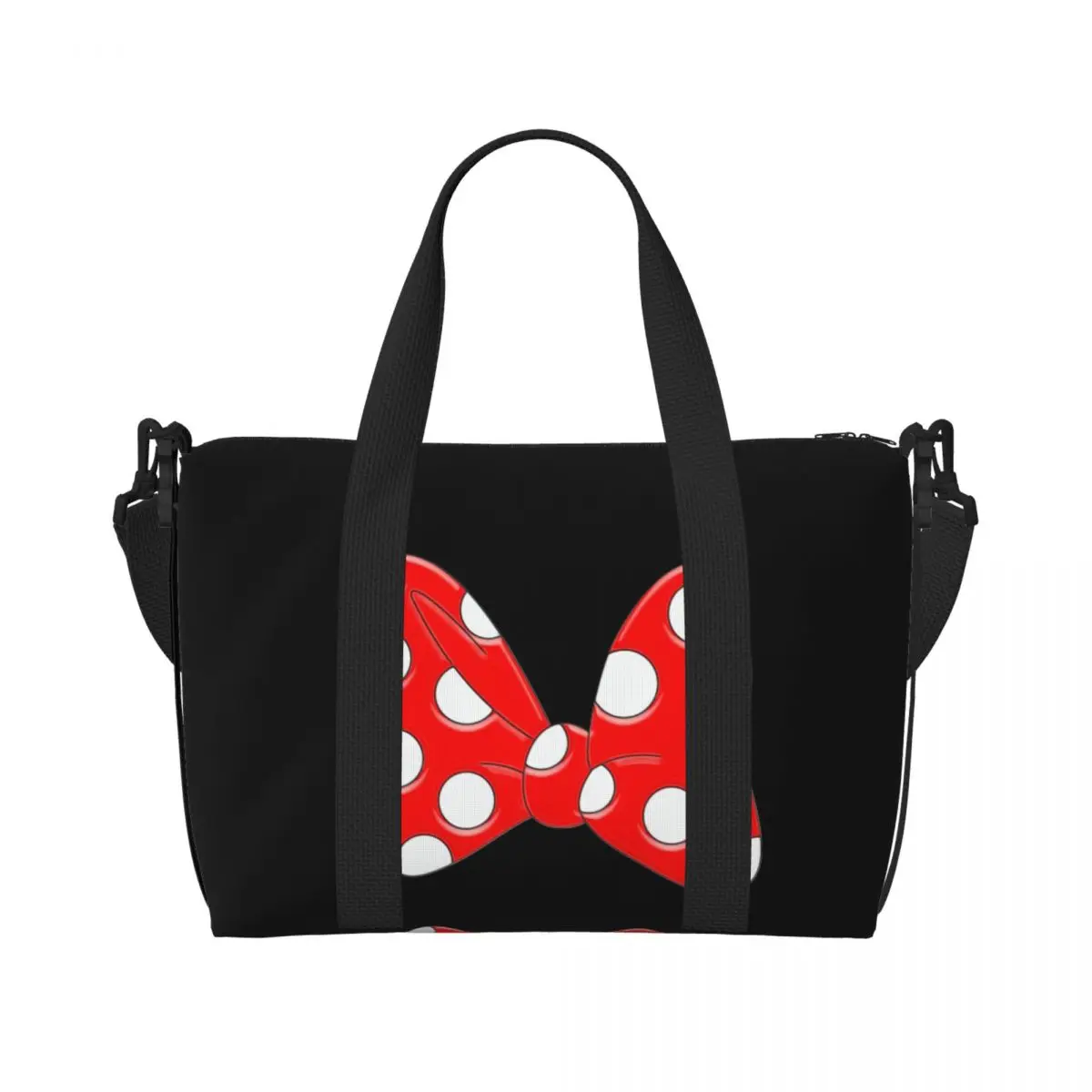 Tas Tote pantai Anime Minnie Mouse kustom untuk wanita kompartemen besar tas perjalanan pantai Gym