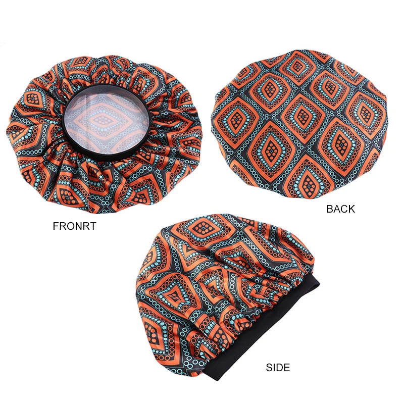 New Women\\\'s Extra Large Hair Cap For Sleeping African Printed Satin Cap Elastic Night Turban Artificial Silk Chemo Bonnet