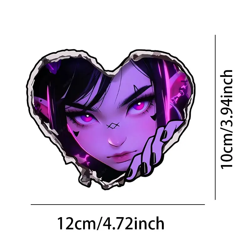 1PC JDM Heart Anime Sticker, Waterproof Durable Vinyl Decals, Modified Ornament for Motorbike Car Body Electric Scooter