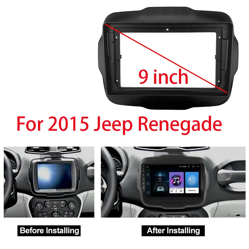 2 Din 9 Inch Car Radio Plastic Fascia Panel Frame for JEEP Renegade 2015+Installation DVD GPS Mp5 ABS+PC Dash Mount Kit