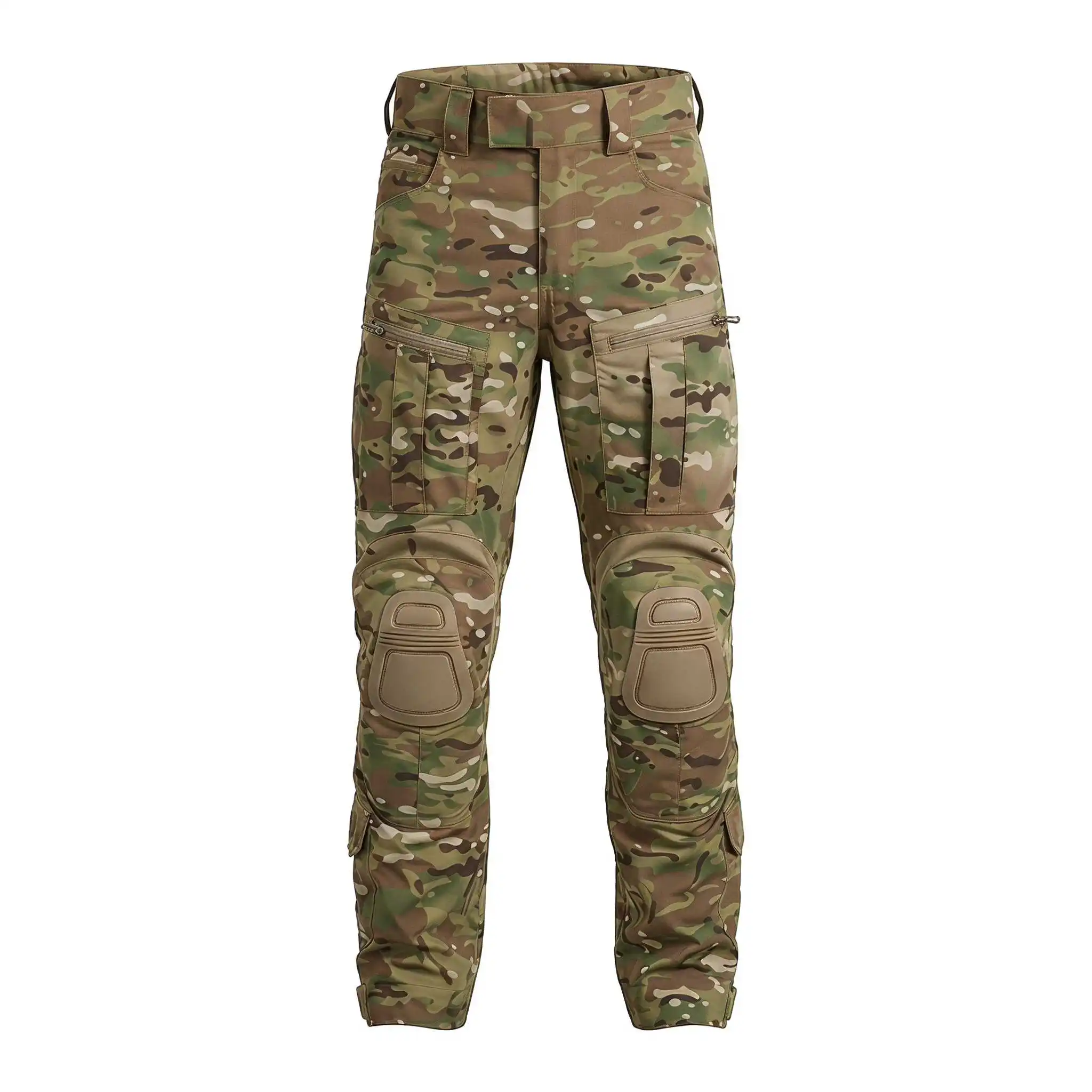 Tactical Style Camouflage Military Training Field Physical Training Uniform Men's Outdoor Wear-Resistant Trousers with Knee Pads