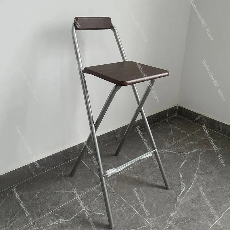75cm High Simple Folding Chair Bar Stool with Backrest for Fishing Dining Partition