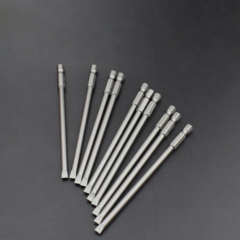 10pcs/lot 120mm/150mm 1/4\' Hex Shank 1.5mm-6.0mm Flat Head Slotted Tip Screwdrivers Bits SL1.6 SL2 SL2.5 SL3 SL4 SL5 SL6 Tools