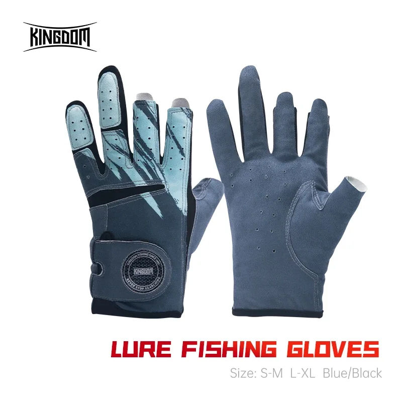 Kingdom-Anti-Slip Gloves for Fishing, 3 Finger, Durable, Breathable, Comfortable, Outdoor, Sun Protection, 1Pair