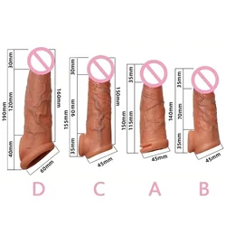 Realistic Penis Extender Sleeve Cover Header Case Reusable Condom Delay Ejaculation Dick Enlargement Extension Men Male Sex Toy