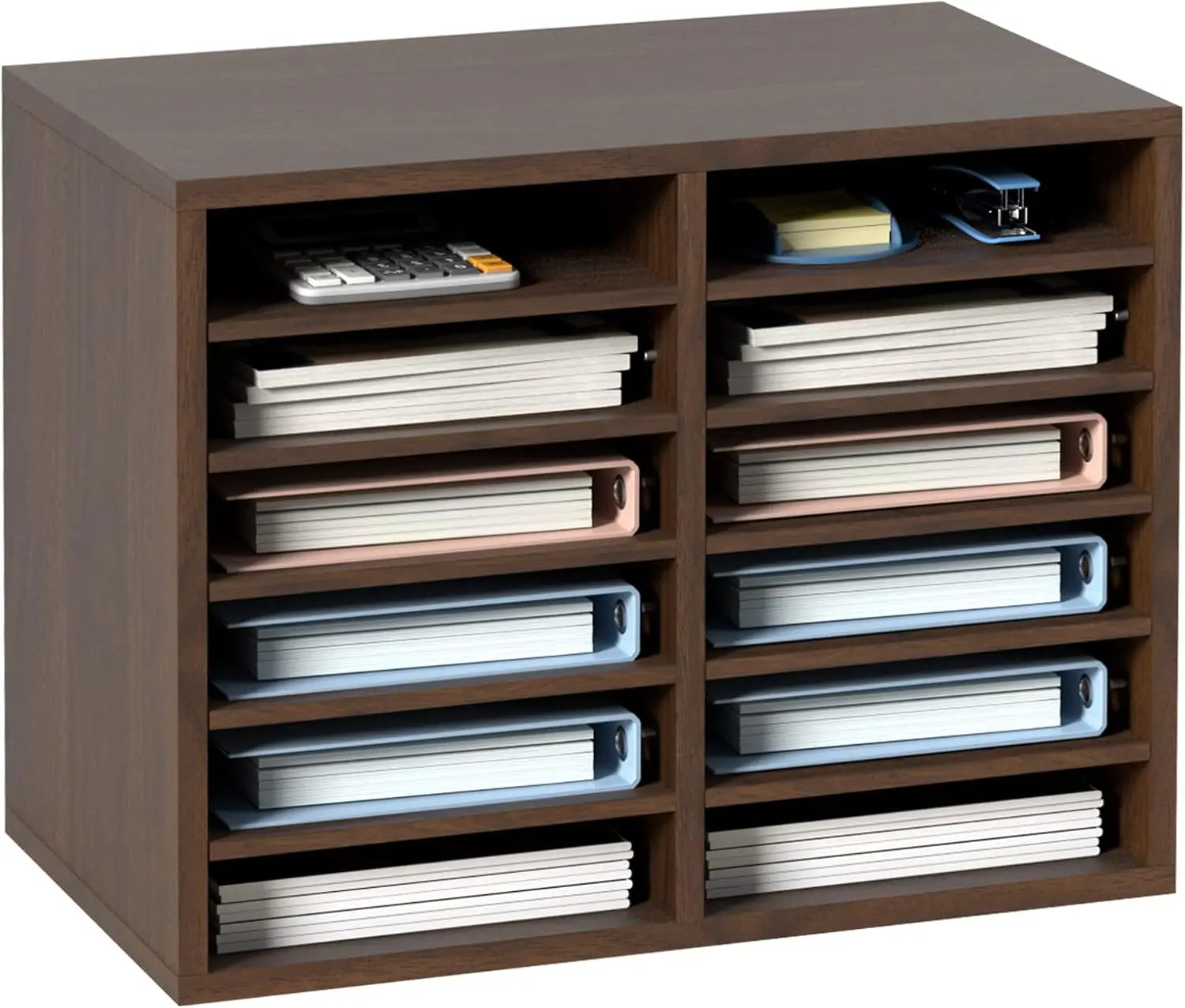 

Literature Organizers,12 Compartments Office Mailbox & Adjustable Shelves,Wood Literature Sorter 20.4x12x16.1 inches for Office