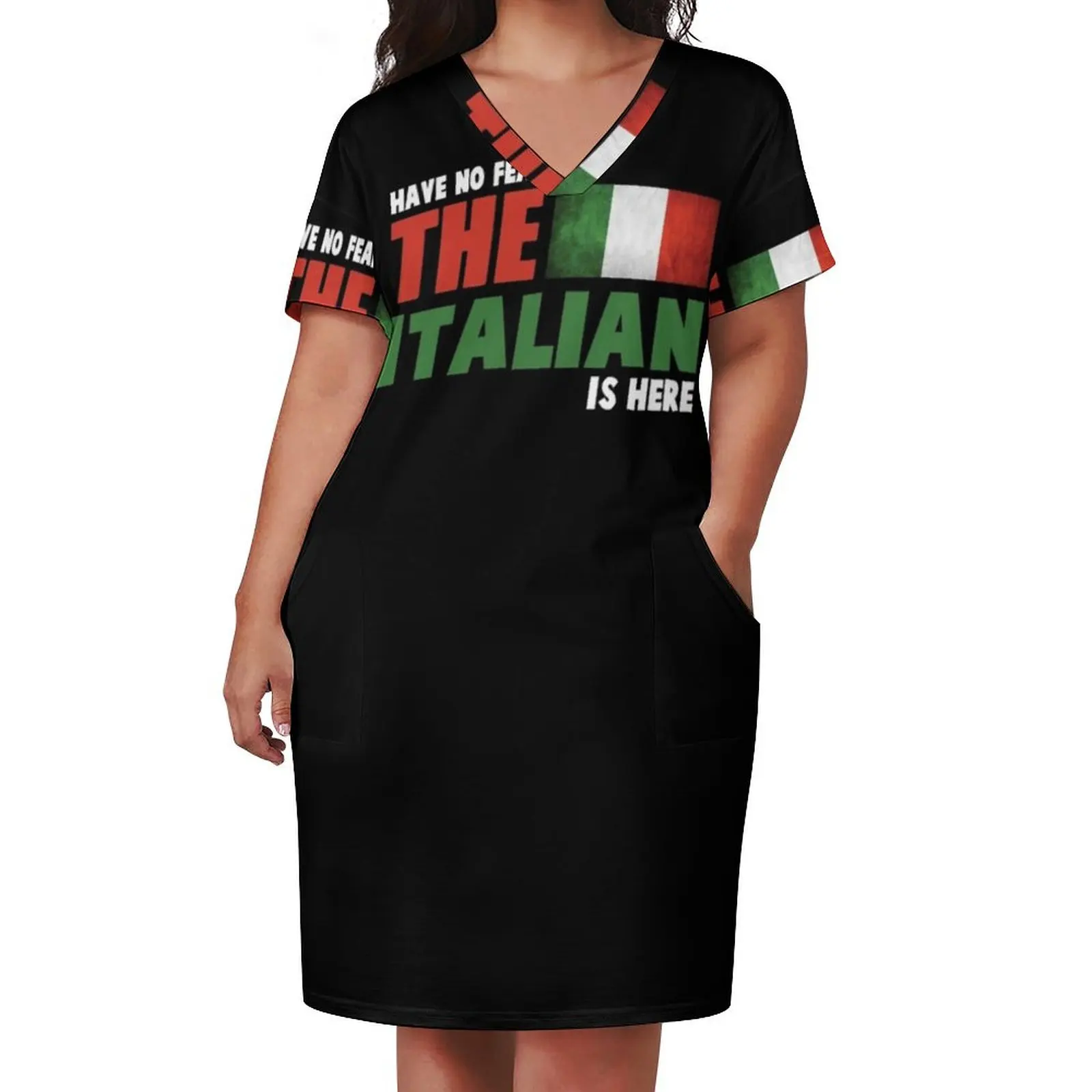 Have No Fear The Italian Is Here Pride Novelty Souvenir Loose Pocket Dress long sleeve dresses