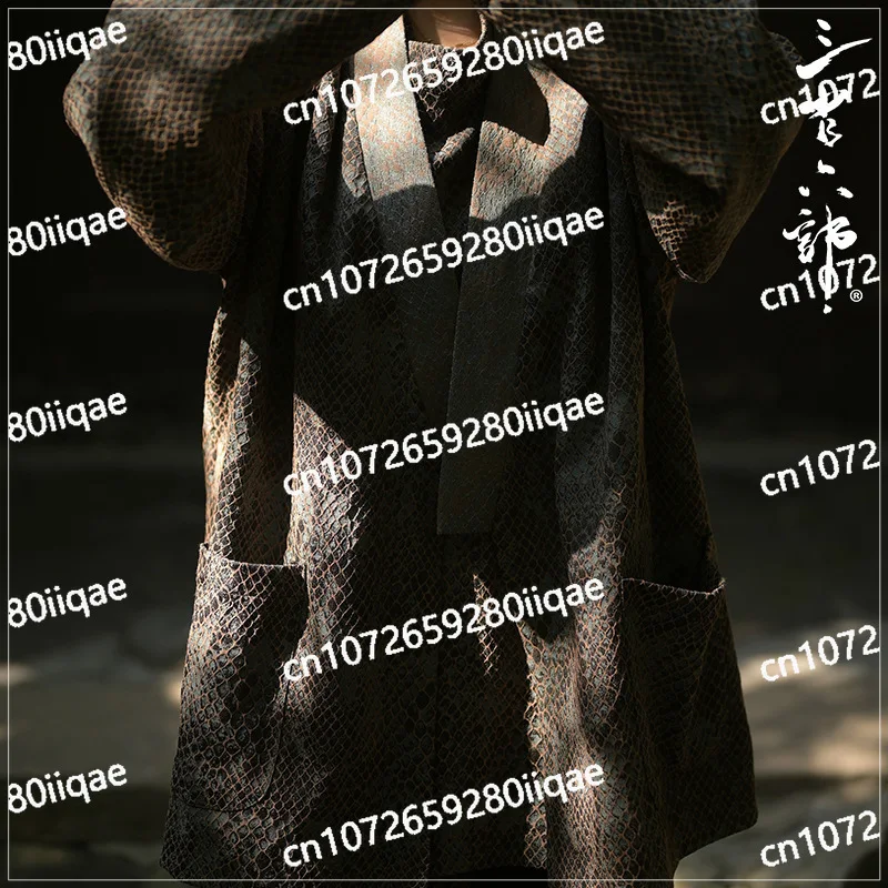 

Chinese Style Python Pattern Jacquard Men and Women Couple Hanfu Taoist Robe, New Chinese Style French Coat