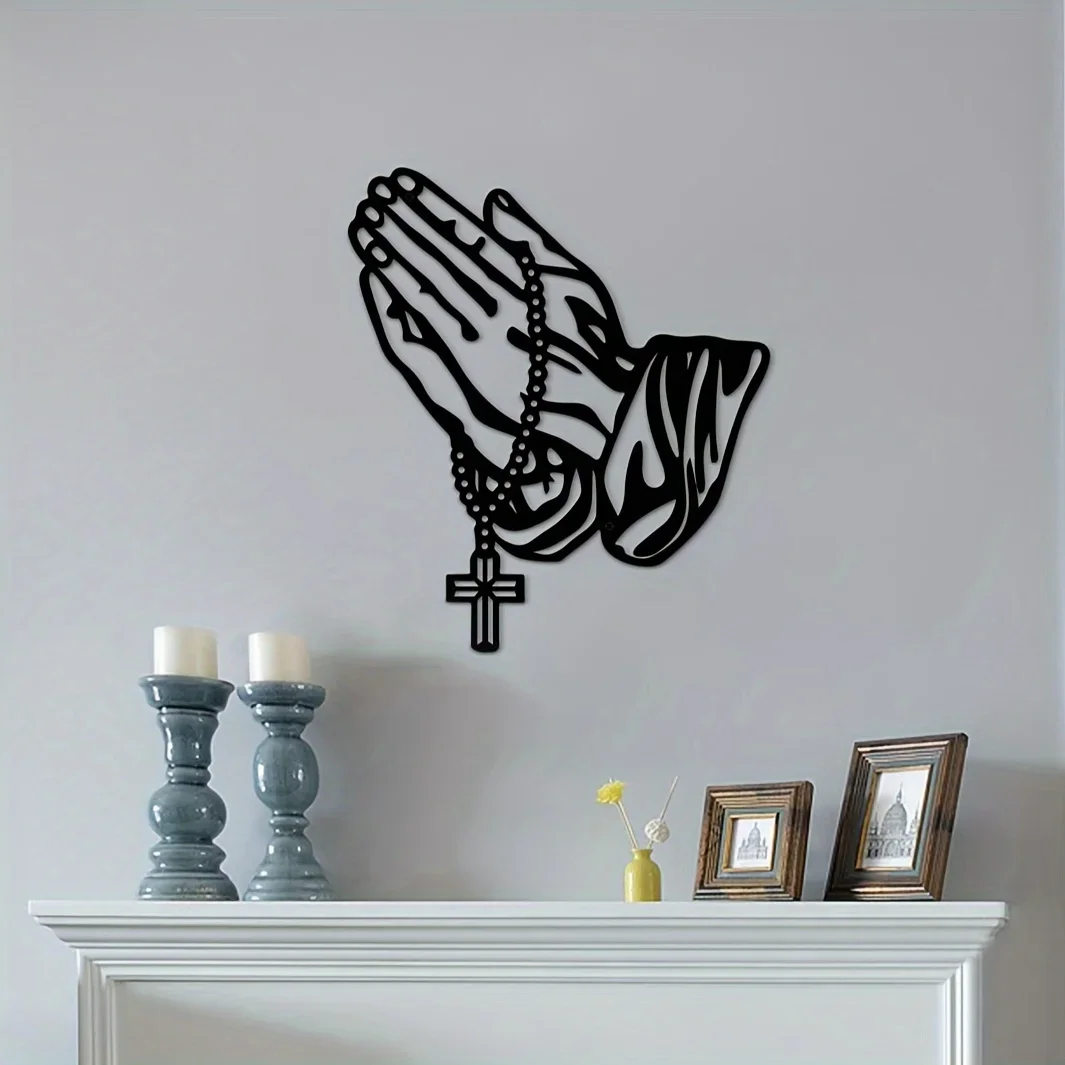 HelloYoung Prayer Metal Wall Art Faith Wall Decor Cross Interior Decor Suitable for Bedroom Office Wall Decor Easter Decoration