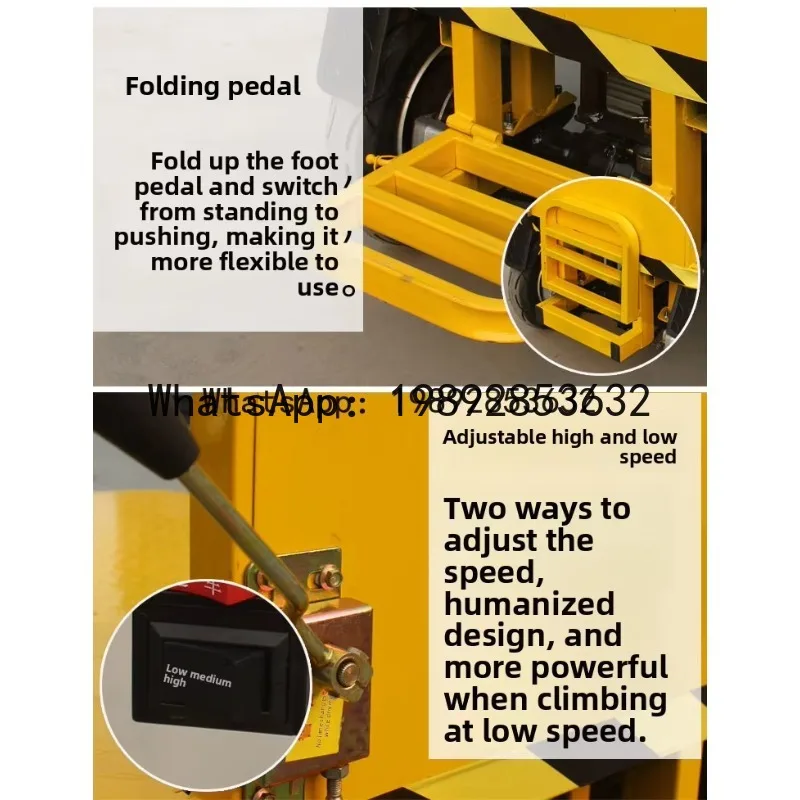 B1 Electric Flatbed Cart Push Cart Transport Heavy   Site Four-Wheel Battery Pull Cart Warehouse Handcart Elevator Access