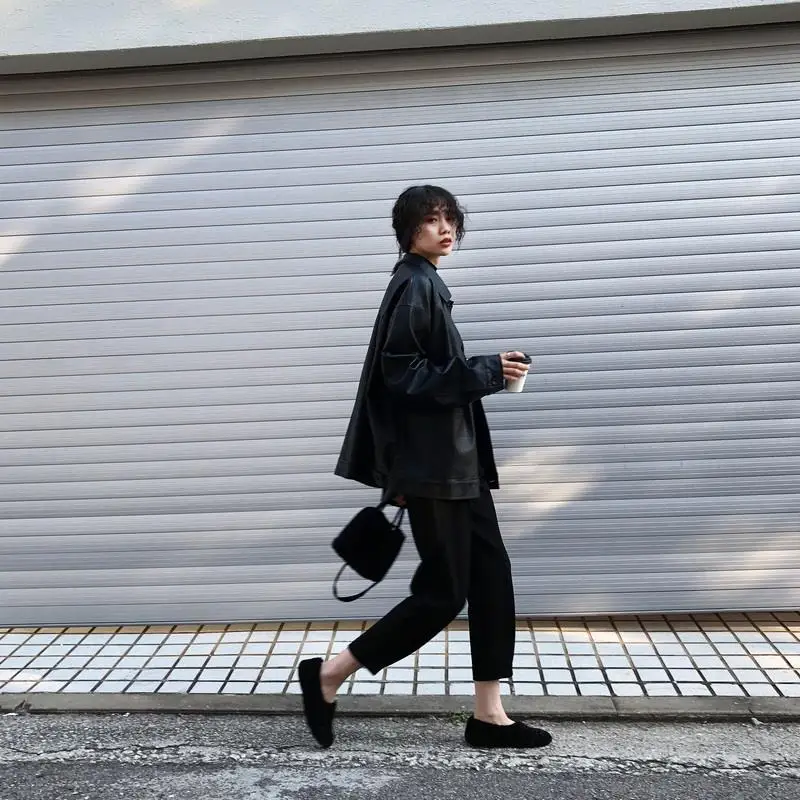 Черная зимняя кожаная куртка для женщин, Корейская свободная тонкая мотоциклетная куртка, Женская мода 2021, уличная одежда, женская верхняя одежда, байкерские пальто