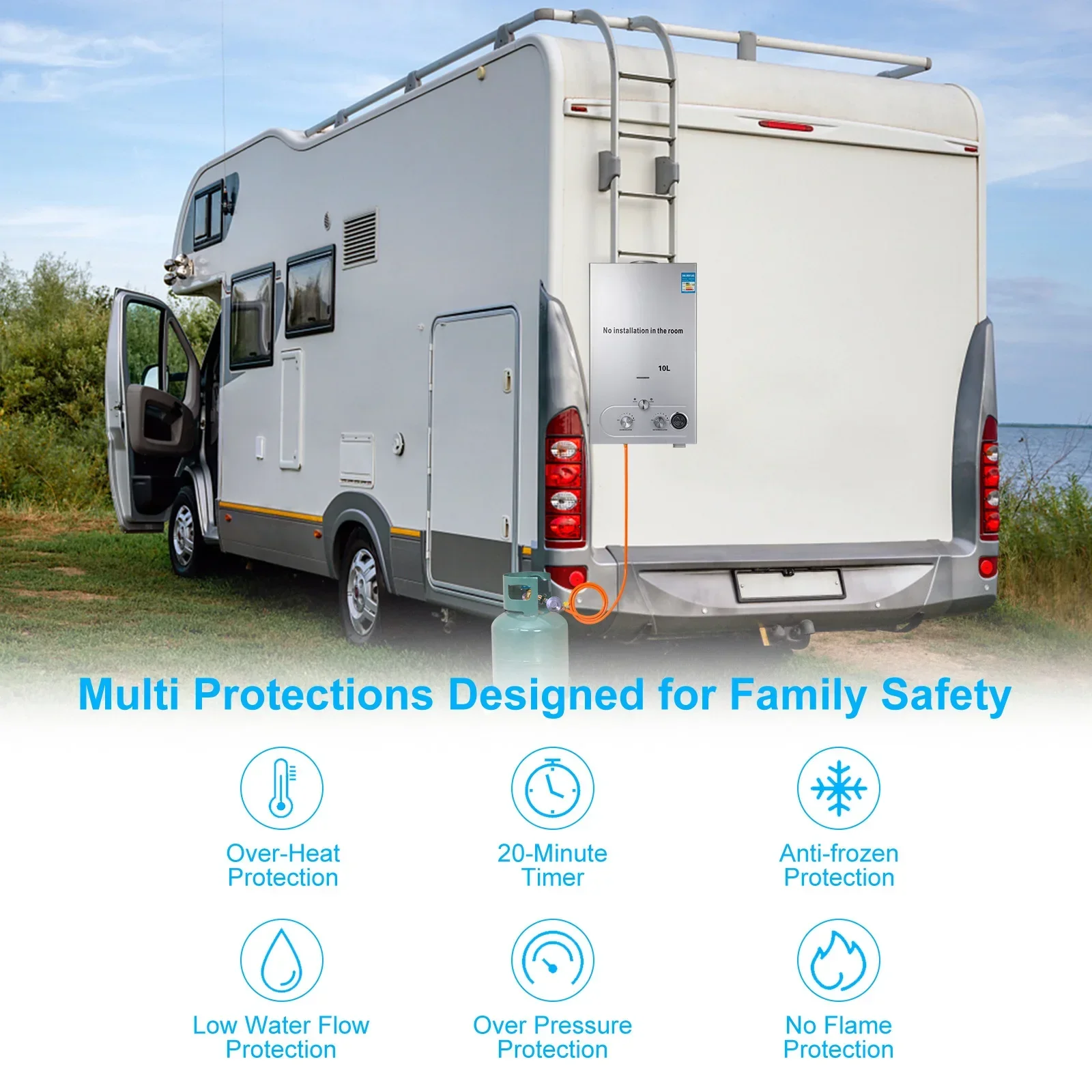 SIHAO البروبان غاز البترول المسال سخان الماء الساخن الغاز الفولاذ المقاوم للصدأ Tankless البروبان غاز البترول المسال المرجل الأجهزة المنزلية 6L-18L سخان المياه