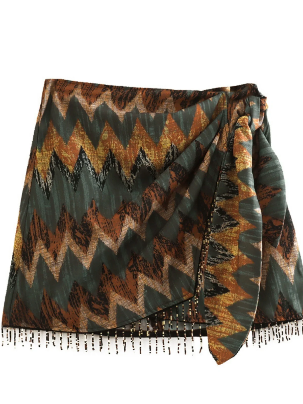 

High Waist Slim Fit Lace up Fringe Skirt Street Sle Sport Casual ort A-Line Skirt Polyester Fabric Other Pattern