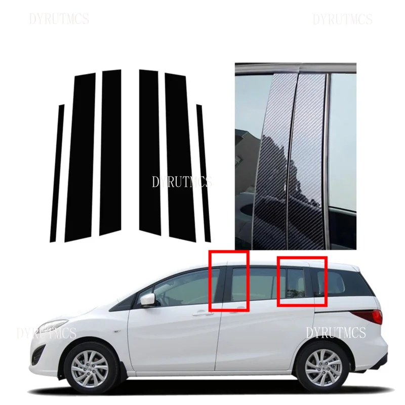 

Fit For Mazda 5 Premacy 2011 2012 2013 2014 2015 2016 2017 2018 Silver Carbon Gloss Black Door Window Pillar Post Trim Stickers