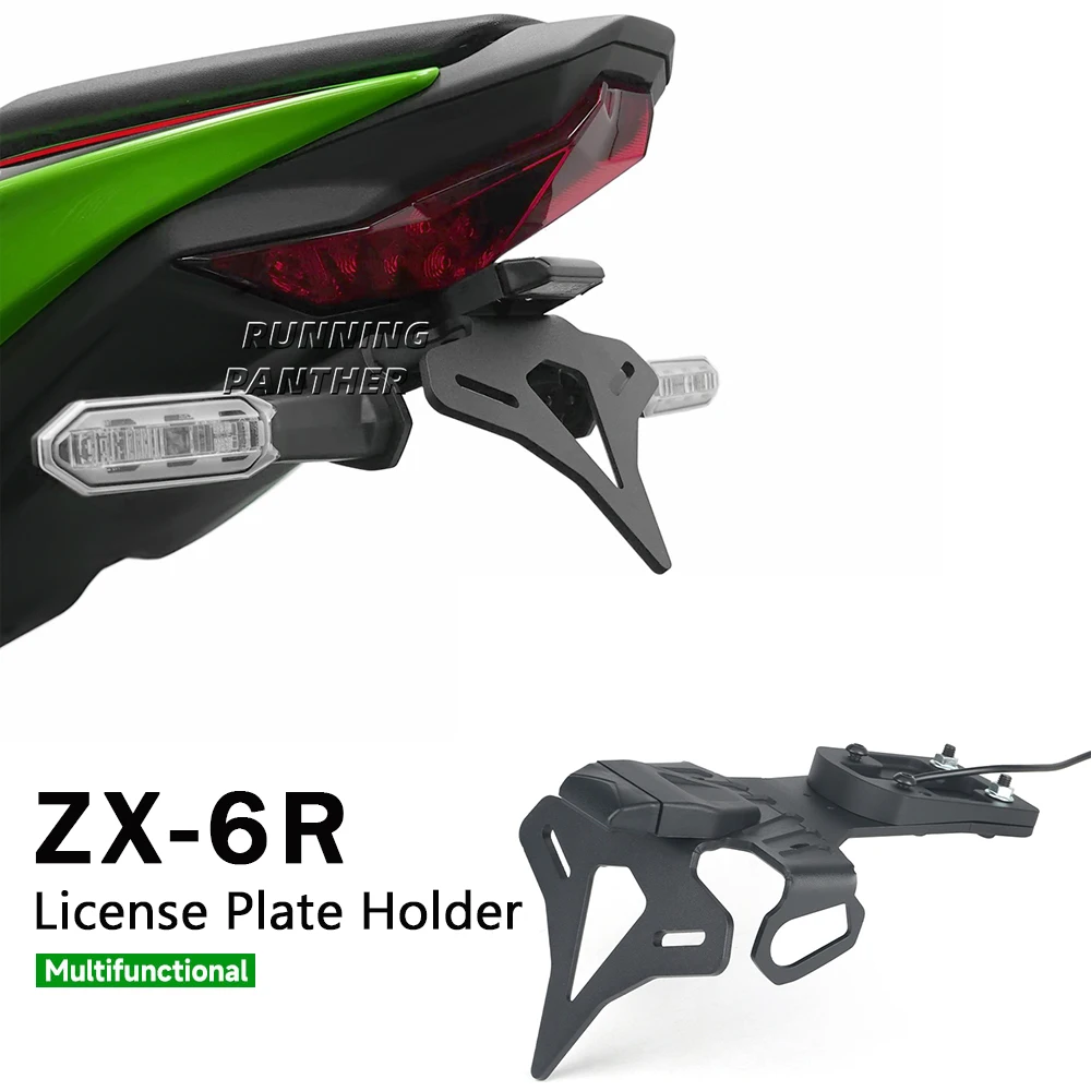 

Motorcycle License Plate Holder Rear Short Tail Number Holder With LED Light For Kawasaki Ninja ZX-6R ZX-6r ZX6R 2024