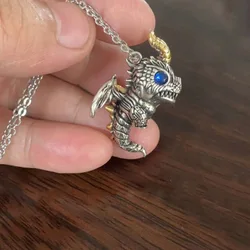 Vintage Two Tone Blue Eye Flying Dragon Pendant Necklace for Men Animal Necklace Fashion Jewelry Accessories Gifts