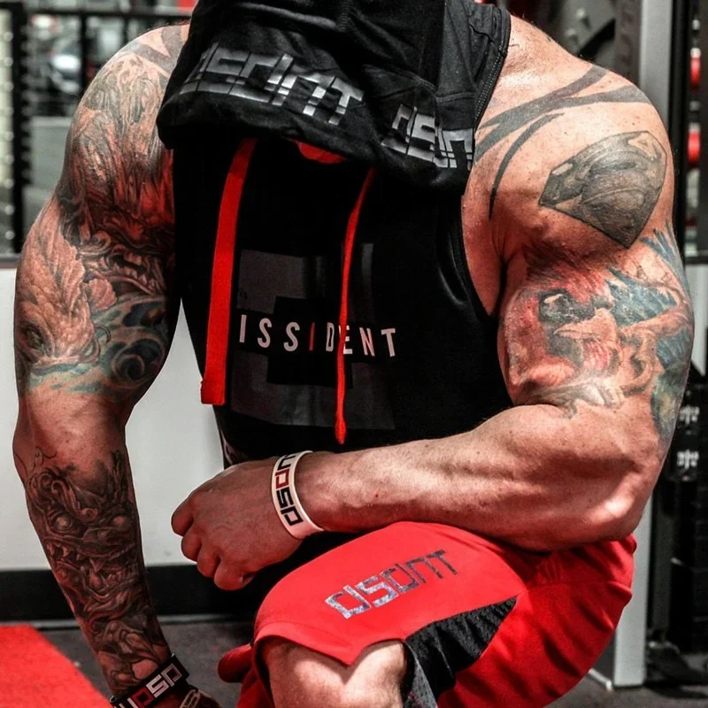 Mens Sleeveless Hoodie Tank Top Gym Singlet Bodybuilding Muscle Vest Fitness Workout Training Summer Sports Tanks for Men