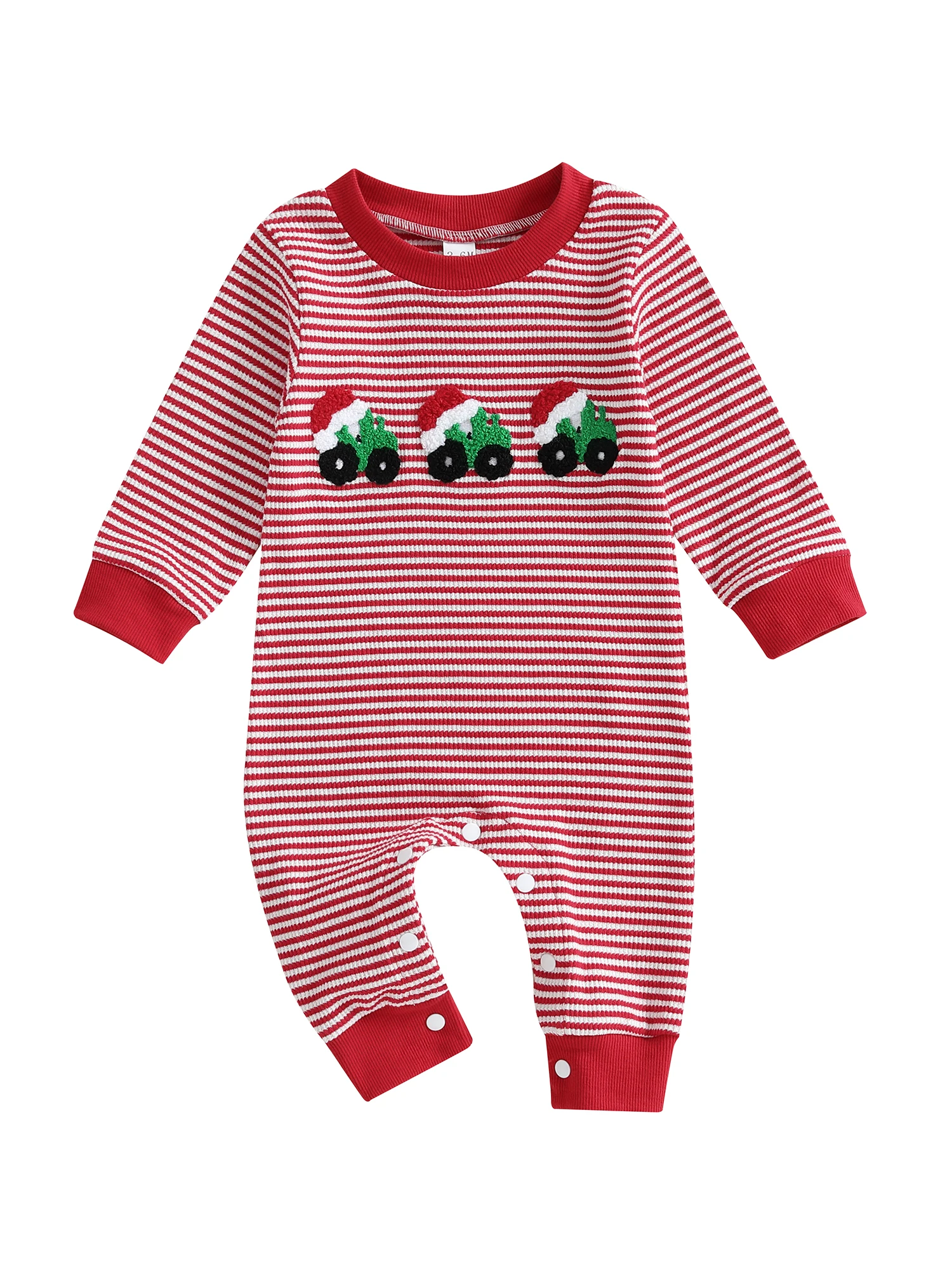

Cute Toddler Christmas Romper with Santa Claus Embroidery and Plaid Collar Long Sleeve Baby Boy Jumpsuit for Winter Festivities