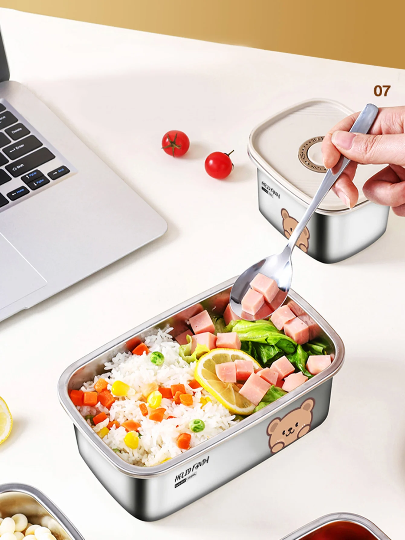 WORTHBUY 304 Stainless Steel Lunch Box Fresh-keeping Box Microwave Heatable Fridge Sealed Storage Box Portable Food Container