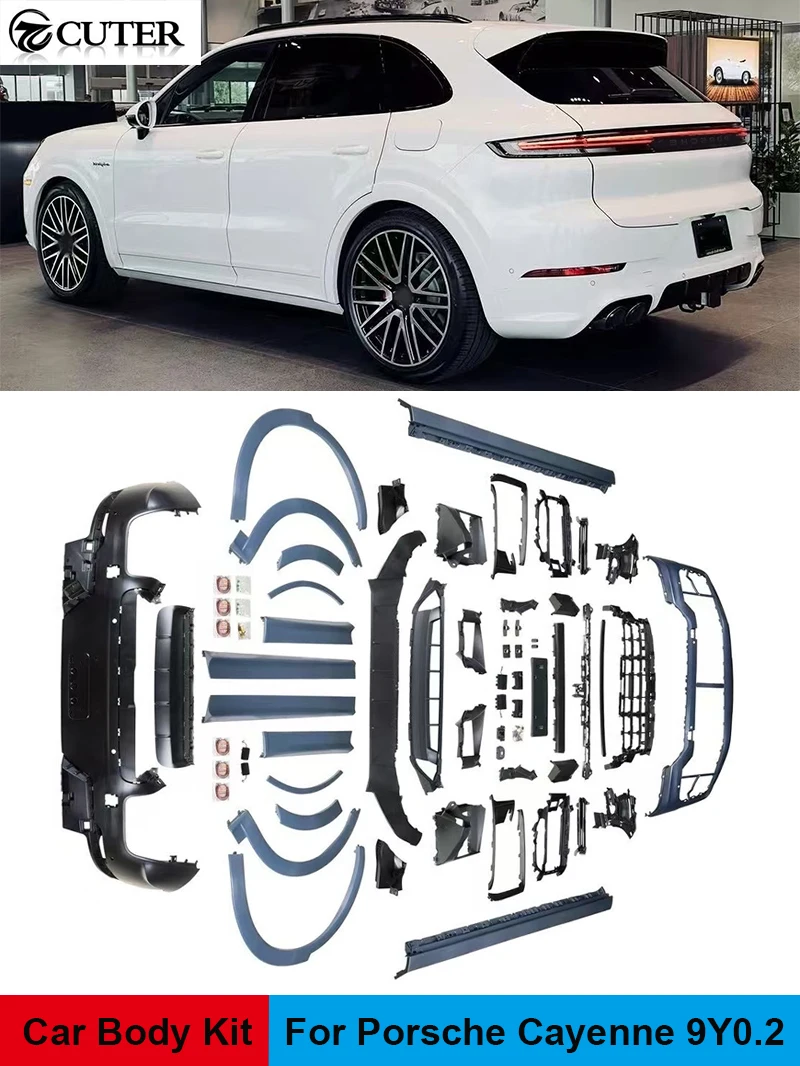 

9YA 9Y0.2 Update Sport Design Style PP Front Bumper Rear Bumper Wheel eyebrow Side Skirts for Porsche Cayenne Car body kit 2024