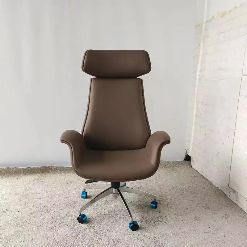 

Living Room Office Use Swivel Lounge Chair Vintage Genuine Leather Aviation Egg Chair Retro Style Armchair Swivel Reclining