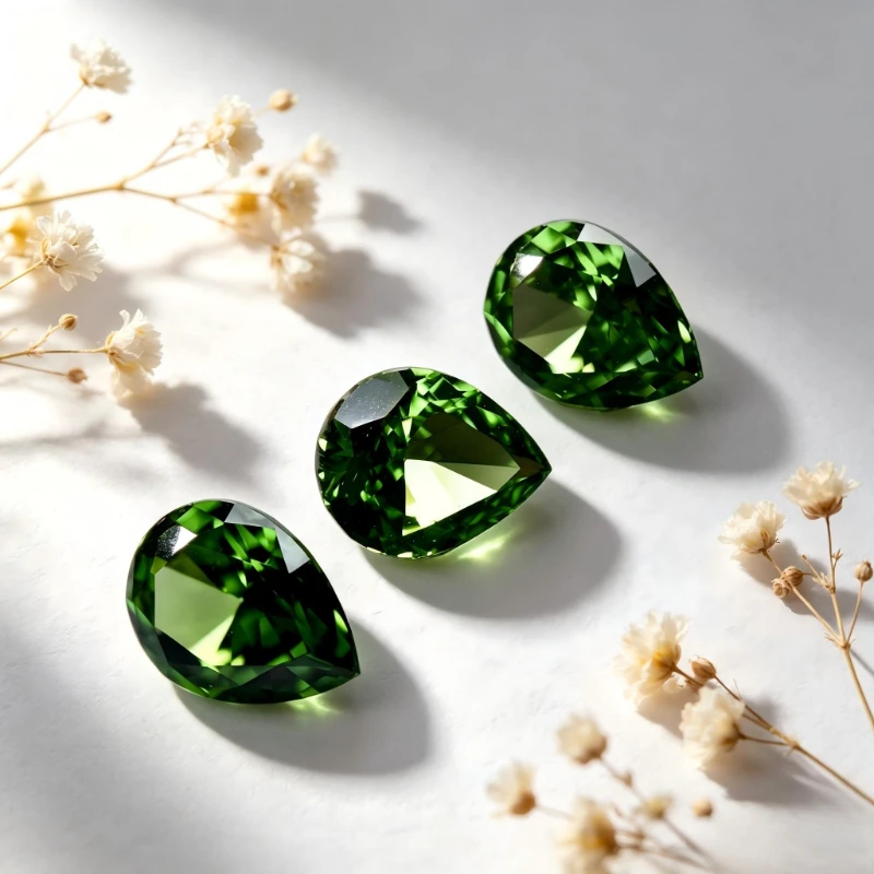 Kubischer Zirkonia Birnenform Künstlicher Zirkon Grüne Farbe 5A+ Qualität CZ 4K-Schliff Crushed Ice Cut Hochkarätiger Diamant – Detail 6