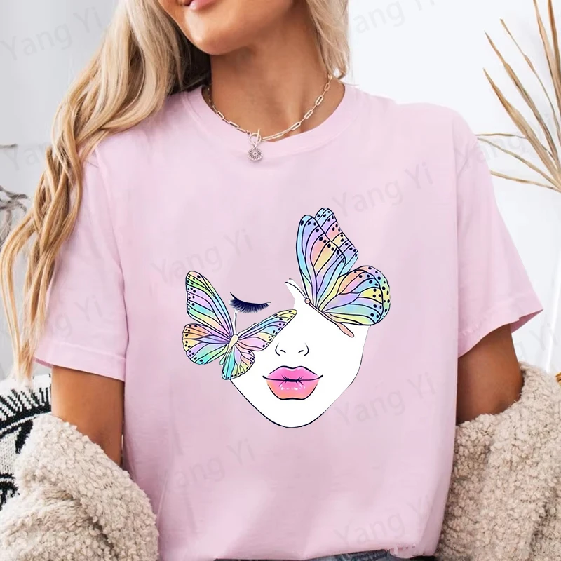 Hot Creative Butterfly Mask Graphic T Shirt Men Women Fashion T-shirts Colorful Butterfly T-shirts Plus Size Round Neck Tops