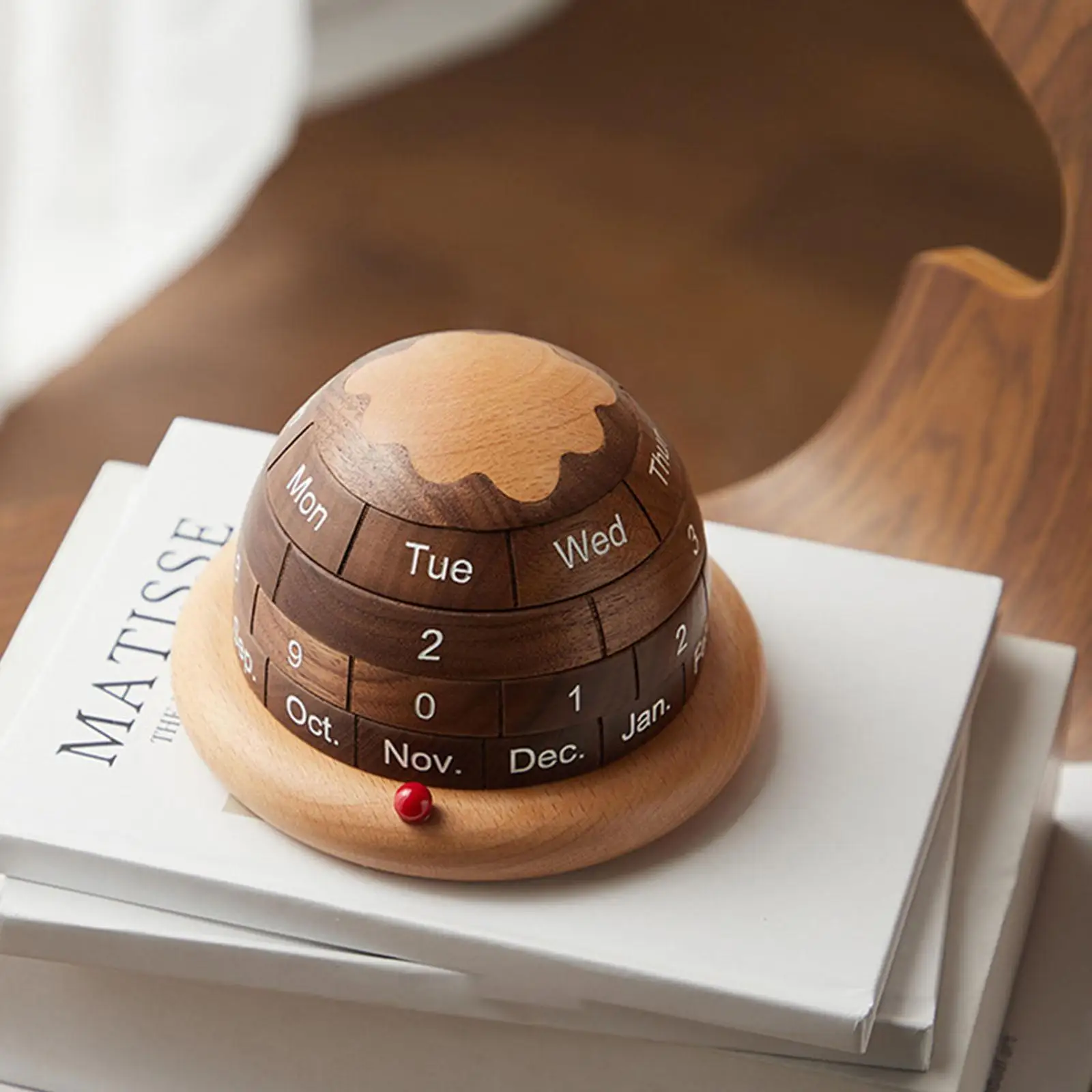 Wooden Desktop Calendar Adornment Collecting Artwork Block Calendar for Desk