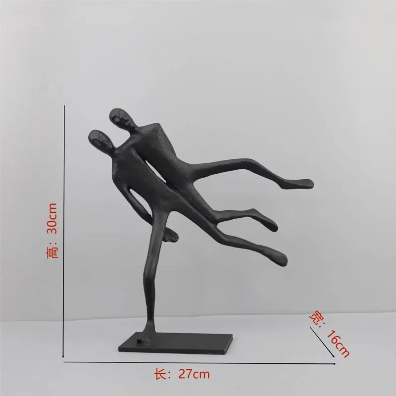 Metal Cast Iron Acrobatic Figure Sculptures, Home Decor, Black Abstract Art Figure Model Sculptures, Office Desk Ornaments