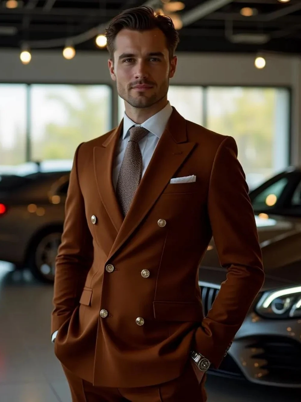 Attractive Classic Double Breasted Suit Set 2 Pieces For Men Birthday Party Prom Wear Customized New Peak Lapel Men's Suits